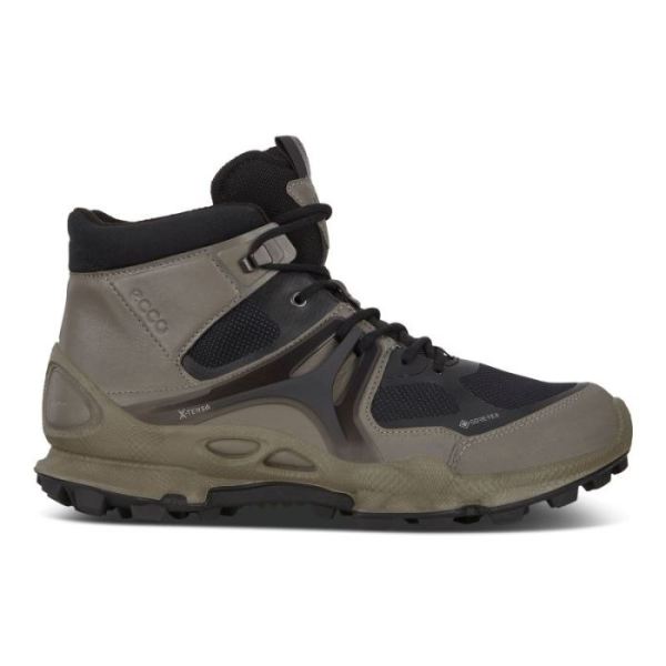 ECCO SHOES -BIOM C-TRAIL MEN'S MID GTX SHOES-WARM GREY/BLACK