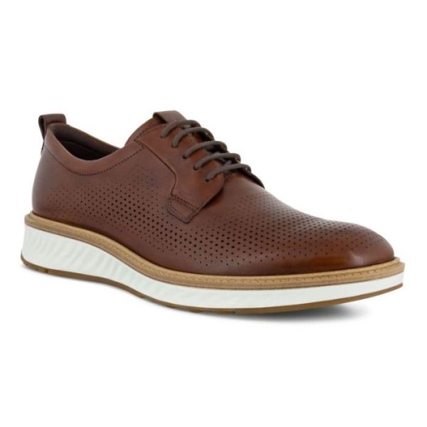 ECCO SHOES -ST.1 HYBRID MEN'S 5-EYELET DERBY SHOE-COGNAC