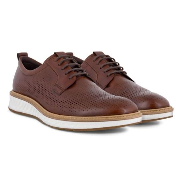 ECCO SHOES -ST.1 HYBRID MEN'S 5-EYELET DERBY SHOE-COGNAC