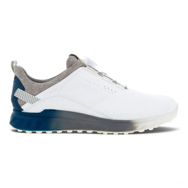 ECCO SHOES -MEN'S GOLF S-THREE GOLF SHOE-WHITE/SEAPORT