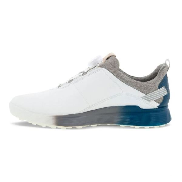 ECCO SHOES -MEN'S GOLF S-THREE GOLF SHOE-WHITE/SEAPORT