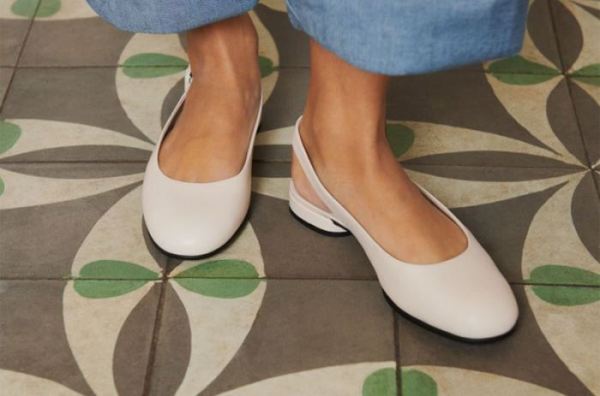 ECCO SHOES -ANINE WOMEN'S SLING-BACK FLATS-LIMESTONE