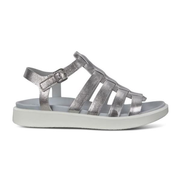 ECCO SHOES -FLOWT LX WOMEN'S FLAT SANDALS-ALUSILVER