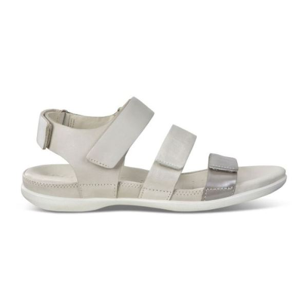 ECCO SHOES -FLASH FLAT SANDAL-WILD DOVE/WHITE SHADOW/WHITE