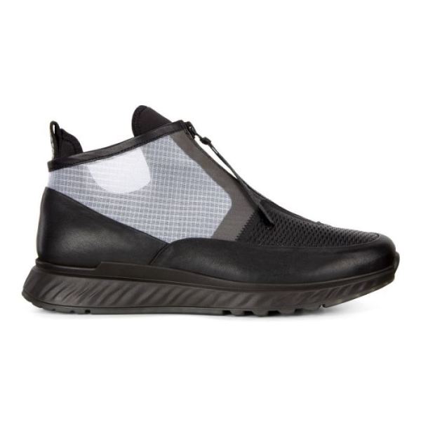 ECCO SHOES -ST.1 MEN'S ANKLE SNEAKERS-BLACK/TITANIUM