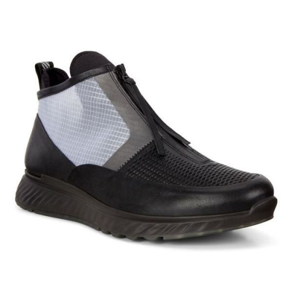 ECCO SHOES -ST.1 MEN'S ANKLE SNEAKERS-BLACK/TITANIUM