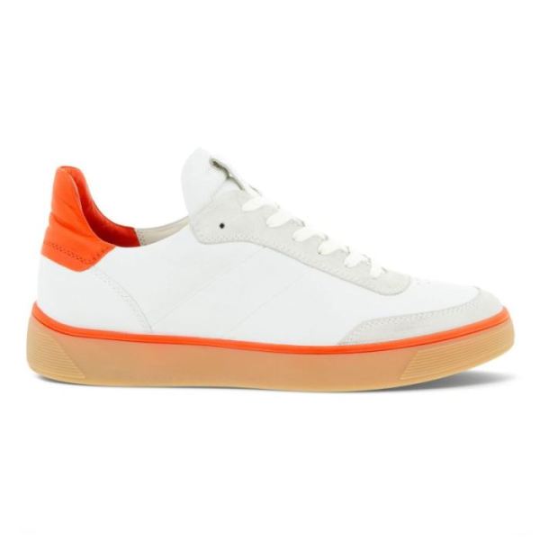 ECCO SHOES -STREET TRAY M LACED SHOES-SHADOW WHITE/WHITE/FIRE