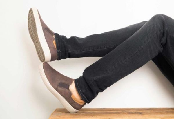 ECCO SHOES -SOFT 7 MEN'S SLIP-ON SNEAKERS-MOCHA/CASHMERE