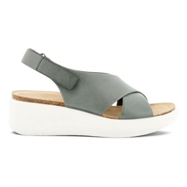 ECCO SHOES -FLOWT WEDGE CORK WOMEN'S SANDAL-TITANIUM