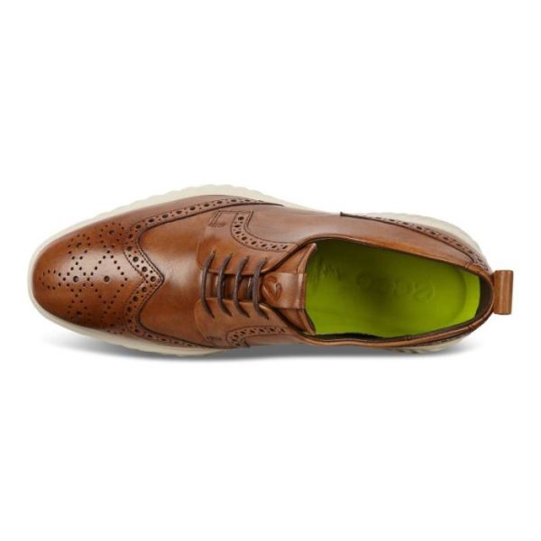 ECCO SHOES -ST.1 HYBRID LITE WINGTIP BROGUE SHOES-AMBER