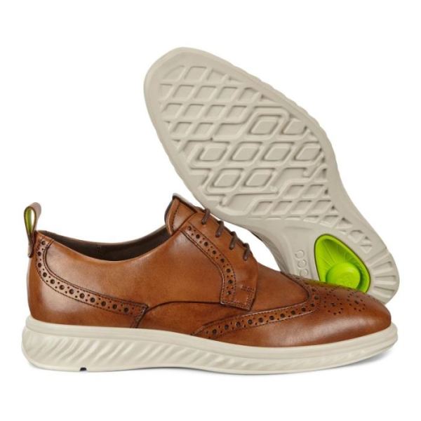 ECCO SHOES -ST.1 HYBRID LITE WINGTIP BROGUE SHOES-AMBER