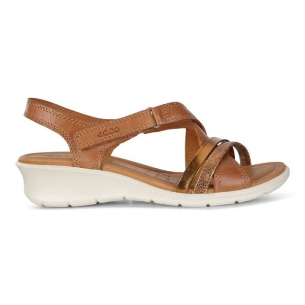 ECCO SHOES -WOMEN'S FELICIA SANDAL-CASHMERE/BRONZE/BRONZE