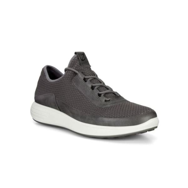 ECCO SHOES -SOFT 7 RUNNER MEN'S MESH SNEAKERS-TITANIUM/TITANIUM