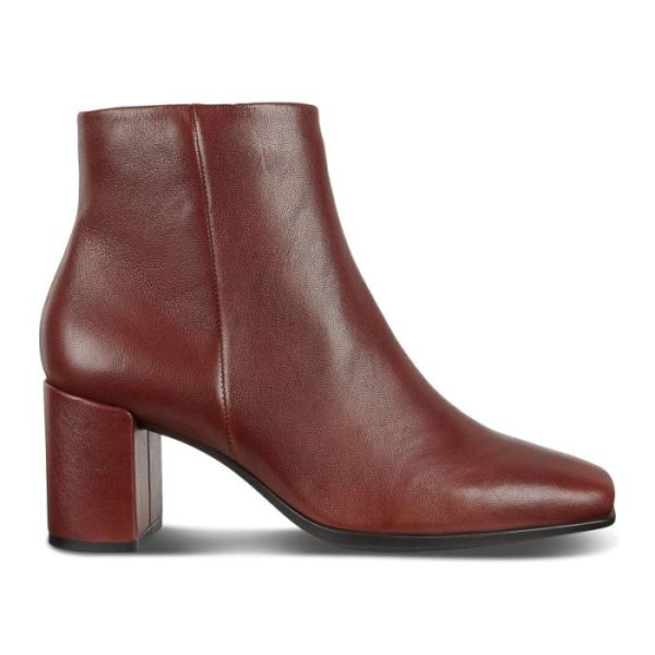 ECCO SHOES -SHAPE 60 WOMEN'S SQUARED ZIPPERED BOOT-COGNAC