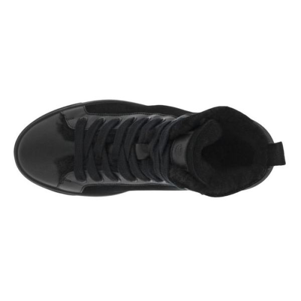 ECCO SHOES -STREET TRAY WOMEN'S FLEECE-LINED ANKLE BOOTIE-BLACK/BLACK