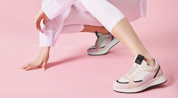 ECCO SHOES -ST.1 WOMEN'S SNEAKER-BLOSSOM ROSE/BLACK/WHITE/ROSE DUST