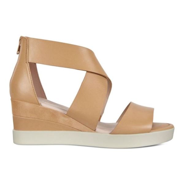 ECCO SHOES -SHAPE WEDGE PLATEAU WOMEN'S SANDALS-LATTE/LATTE