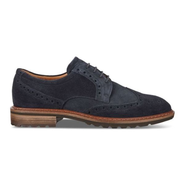 ECCO SHOES -VITRUS I WING TIP TIE-NAVY