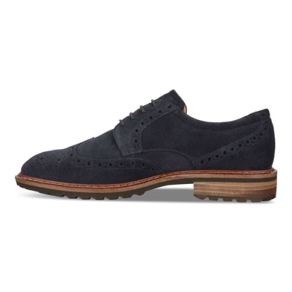 ECCO SHOES -VITRUS I WING TIP TIE-NAVY
