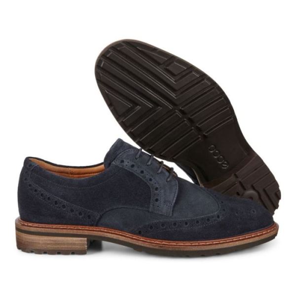 ECCO SHOES -VITRUS I WING TIP TIE-NAVY