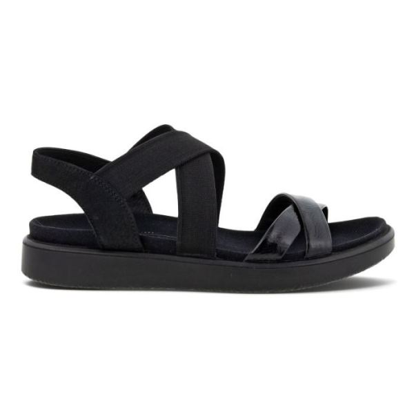 ECCO SHOES -FLOWT WOMEN'S FLAT STRAPPY SANDALS-BLACK
