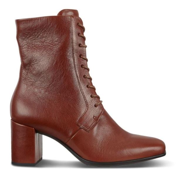 ECCO SHOES -SHAPE 60 WOMEN'S SQUARED LACE-UP BOOT-COGNAC
