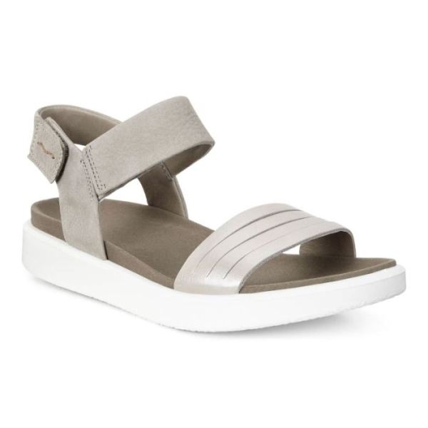 ECCO SHOES -FLOWT WOMEN'S FLAT SANDAL-MOON ROCK SILVER/WARM GREY METALLIC