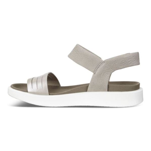 ECCO SHOES -FLOWT WOMEN'S FLAT SANDAL-MOON ROCK SILVER/WARM GREY METALLIC