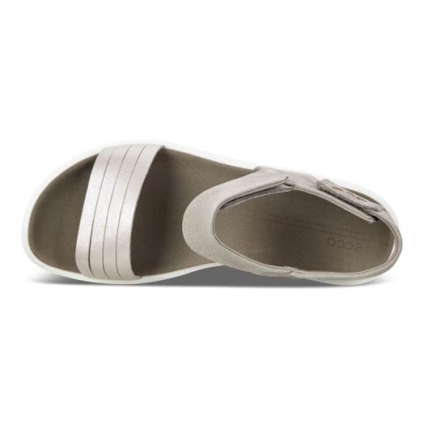 ECCO SHOES -FLOWT WOMEN'S FLAT SANDAL-MOON ROCK SILVER/WARM GREY METALLIC