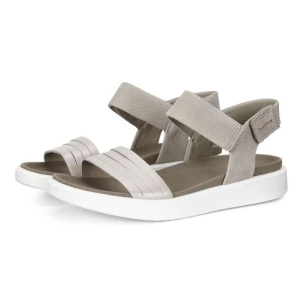 ECCO SHOES -FLOWT WOMEN'S FLAT SANDAL-MOON ROCK SILVER/WARM GREY METALLIC