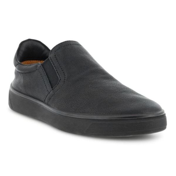 ECCO SHOES -STREET TRAY MEN'S RETRO SLIP-ON-BLACK