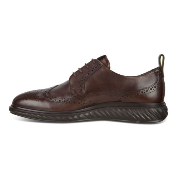 ECCO SHOES -ST.1 HYBRID LITE WINGTIP BROGUE SHOES-COCOA BROWN