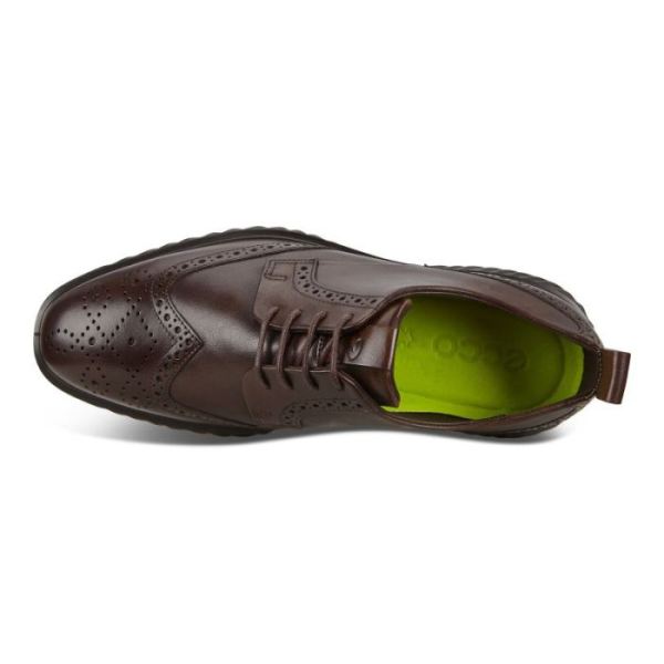 ECCO SHOES -ST.1 HYBRID LITE WINGTIP BROGUE SHOES-COCOA BROWN