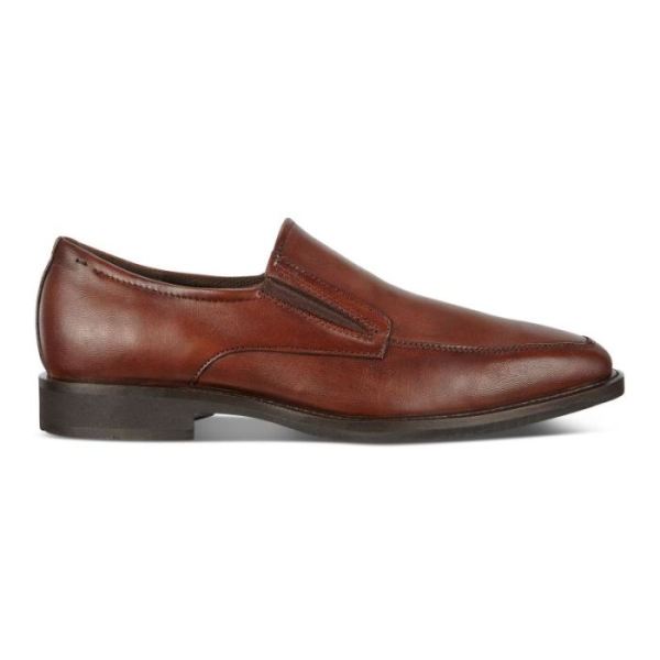 ECCO SHOES -CALCAN APRON MEN'S TOE SLIP ON-COGNAC