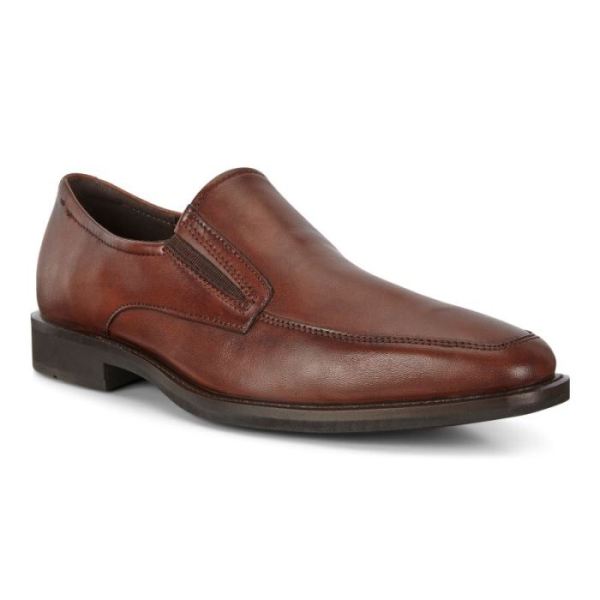 ECCO SHOES -CALCAN APRON MEN'S TOE SLIP ON-COGNAC