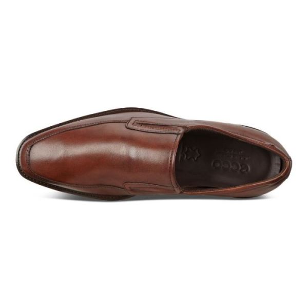 ECCO SHOES -CALCAN APRON MEN'S TOE SLIP ON-COGNAC