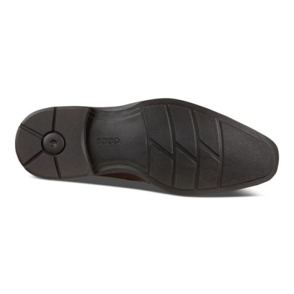 ECCO SHOES -CALCAN APRON MEN'S TOE SLIP ON-COGNAC