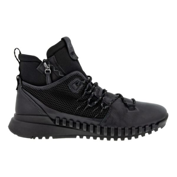 ECCO SHOES -ZIPFLEX MEN'S HI-TOP-BLACK/BLACK