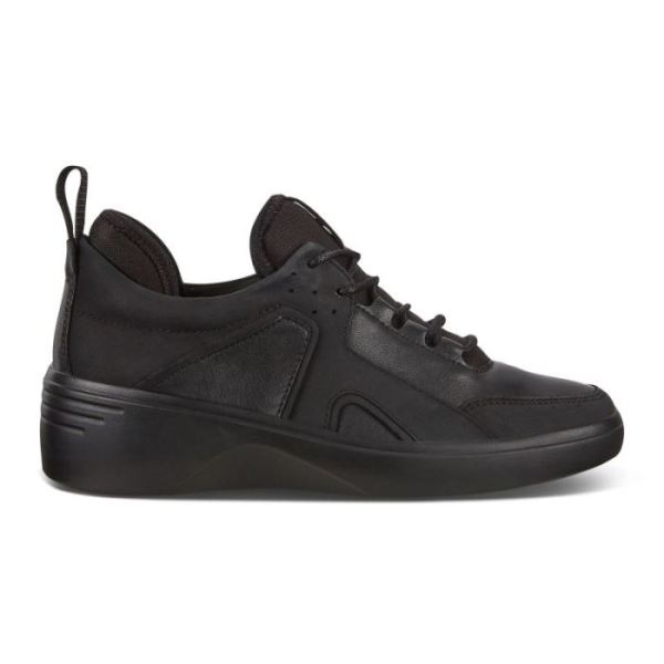 ECCO SHOES -SOFT 7 WEDGE WOMEN'S SOCK SHOES-BLACK/BLACK