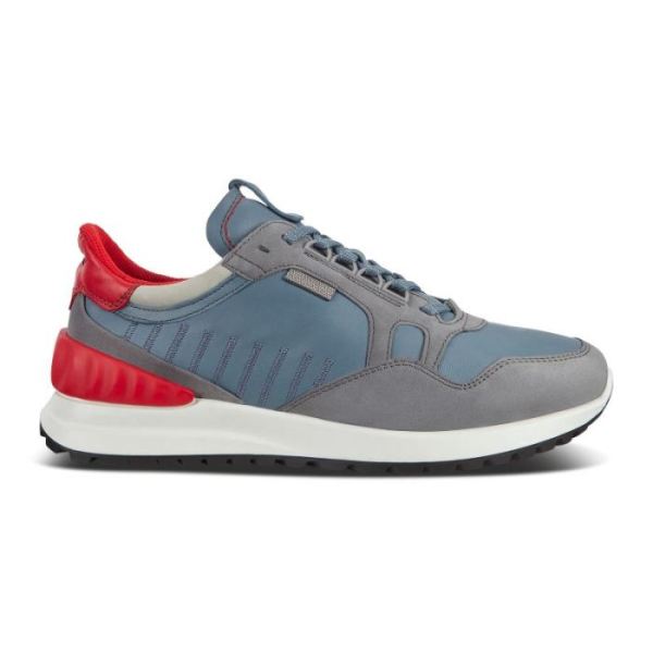 ECCO SHOES -ASTIR MEN'S SNEAKERS-TITANIUM/MIRAGE/CONCRETE/SCARLET