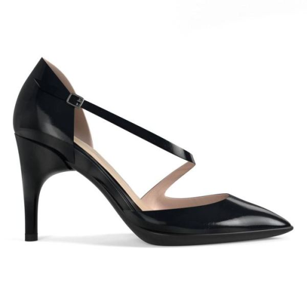 ECCO SHOES -SHAPE STILETTO 75 ASYMMETRIC PUMP-BLACK