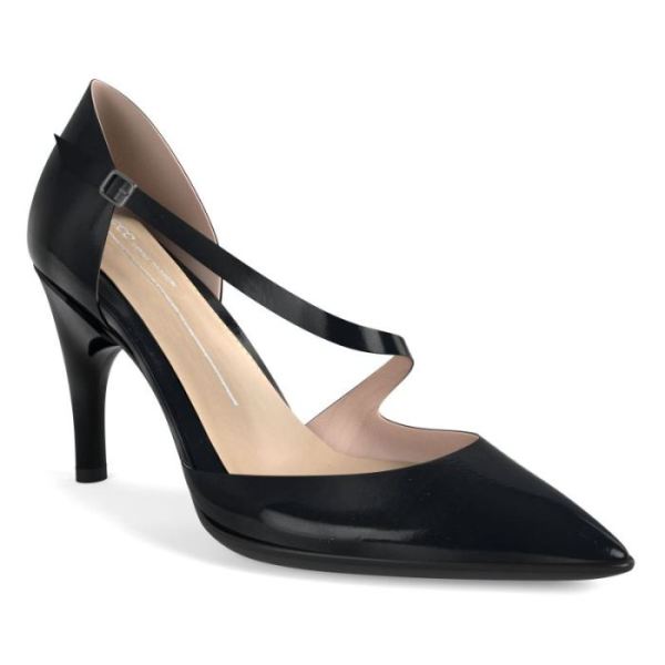ECCO SHOES -SHAPE STILETTO 75 ASYMMETRIC PUMP-BLACK