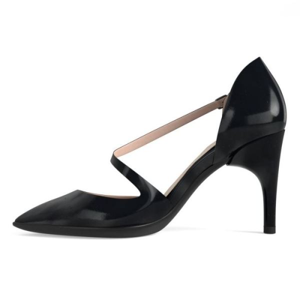 ECCO SHOES -SHAPE STILETTO 75 ASYMMETRIC PUMP-BLACK