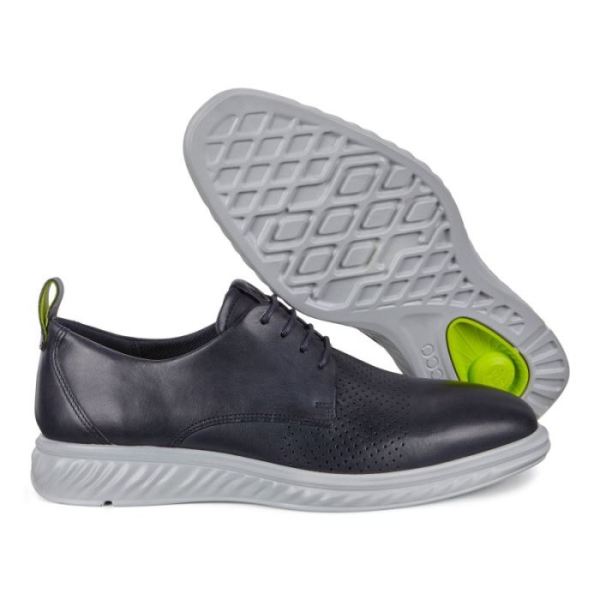 ECCO SHOES -ST.1 HYBRID LITE PLAIN-TOE DERBY SHOES-DENIM BLUE
