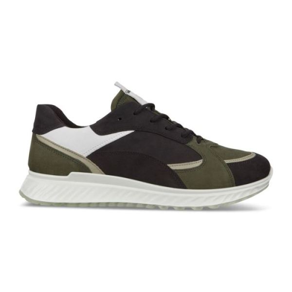 ECCO SHOES -ST.1 MEN'S SNEAKER-BLACK/DEEP FOREST/WHITE/SAGE