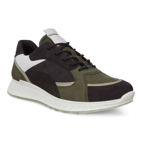 ECCO SHOES -ST.1 MEN'S SNEAKER-BLACK/DEEP FOREST/WHITE/SAGE