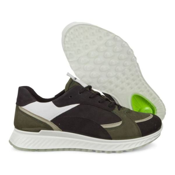 ECCO SHOES -ST.1 MEN'S SNEAKER-BLACK/DEEP FOREST/WHITE/SAGE