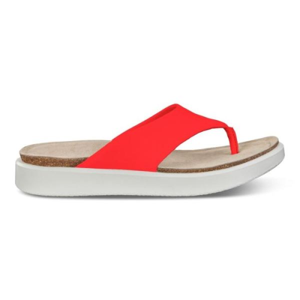 ECCO SHOES -CORKSPHERE WOMEN'S THONG SANDAL-CORAL NEON DROID