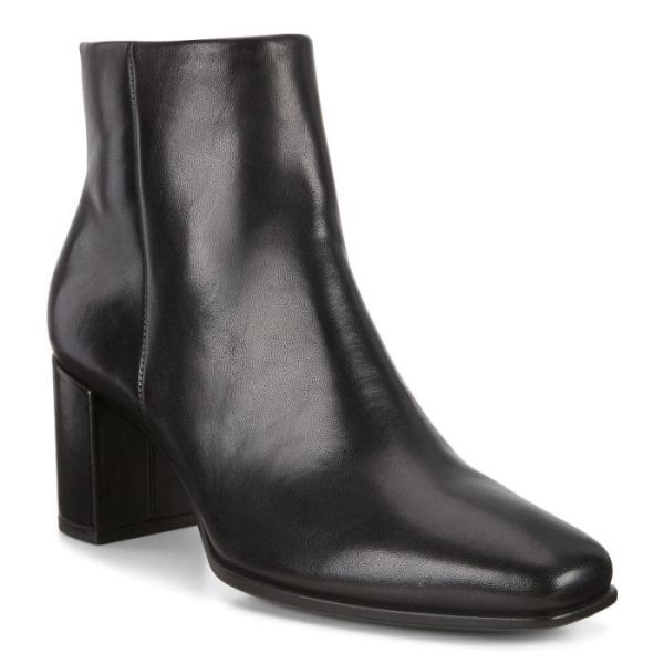 ECCO SHOES -SHAPE 60 WOMEN'S SQUARED ZIPPERED BOOT-BLACK