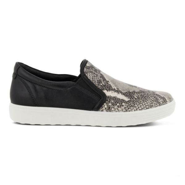ECCO SHOES -SOFT 7 WOMEN'S STREET SLIP ON-LIMESTONEBLACK/BLACK